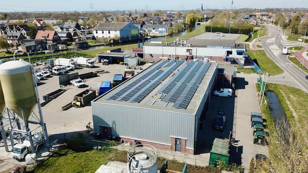 solar panels on a factory rood in Holland, may 2022