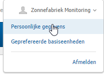 Sunny Portal Persoonlijke gegevens klikken