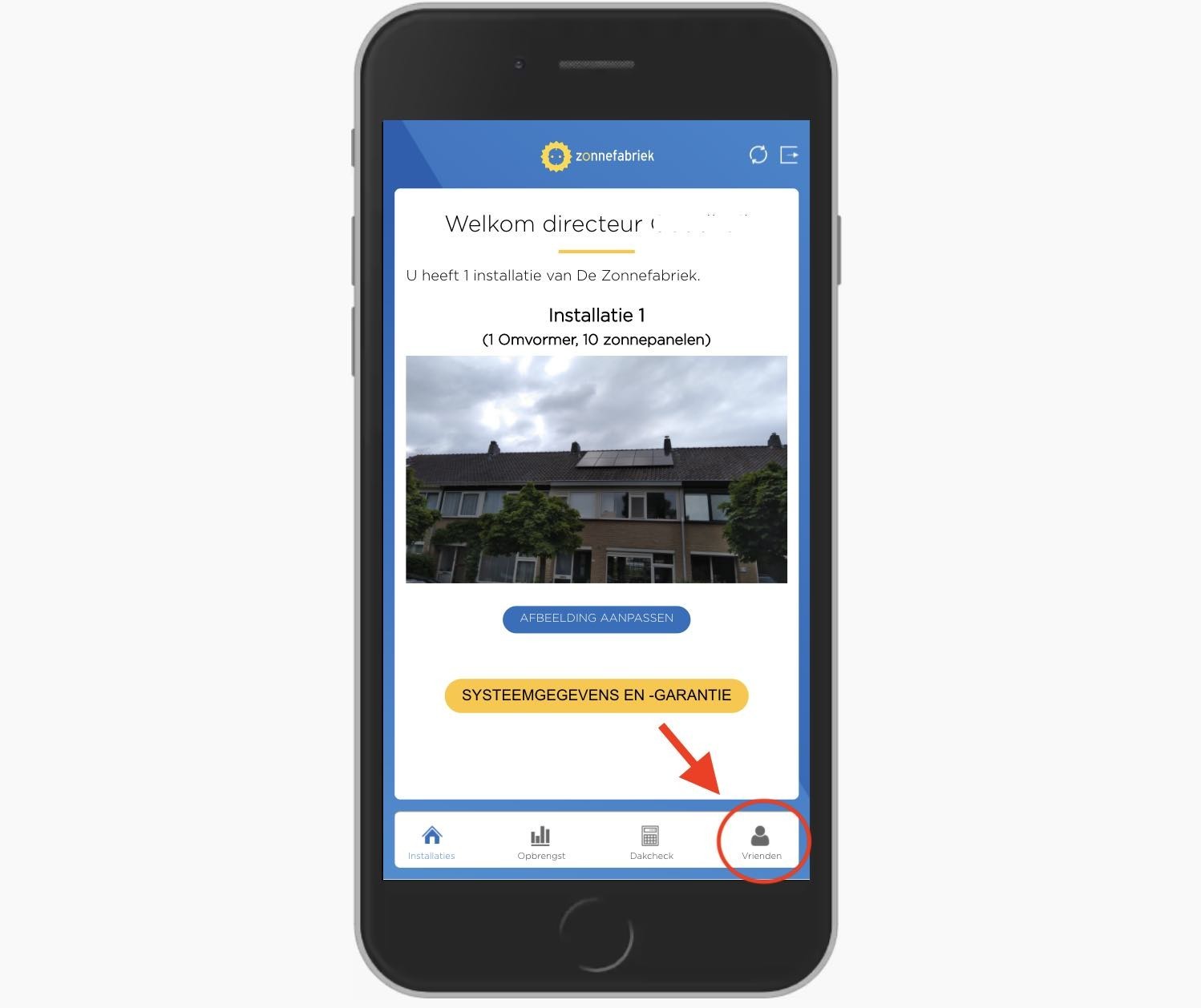 Click on 'Vrienden' (friends) to add a new lead to your account