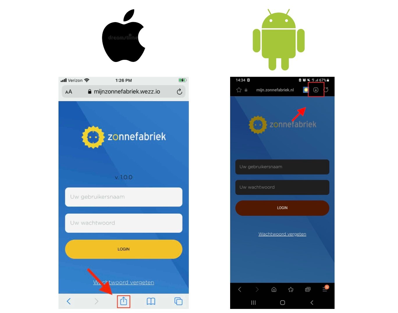 How to pin the Mijn Zonnefabriek app onto the home screen of your smart phone