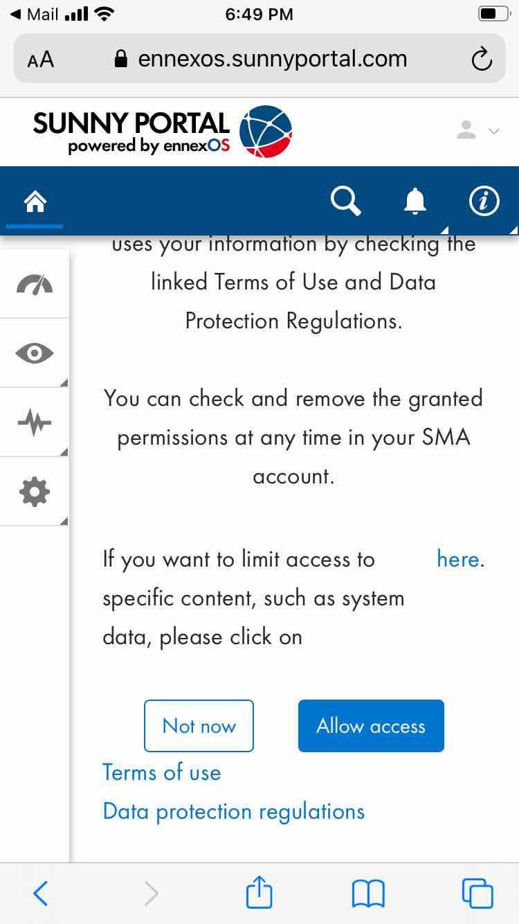 klik op de button met allow access