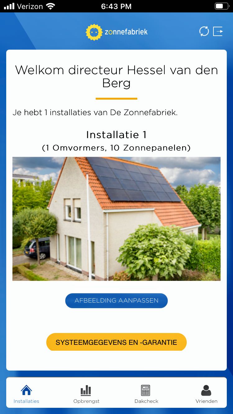 beginscherm Mijn Zonnefabriek