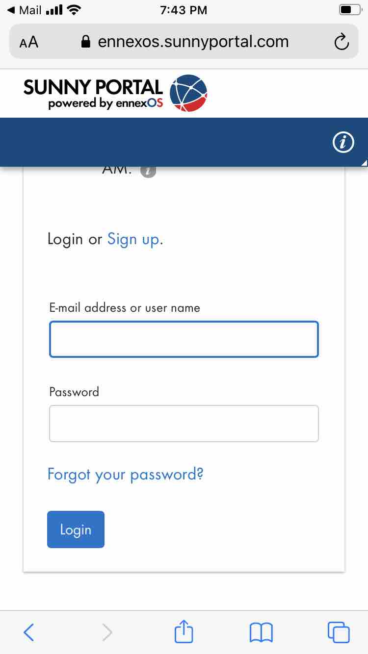inloggen met gebruyikersnaam en wachtwoord op Sunny Portal by ennexOS