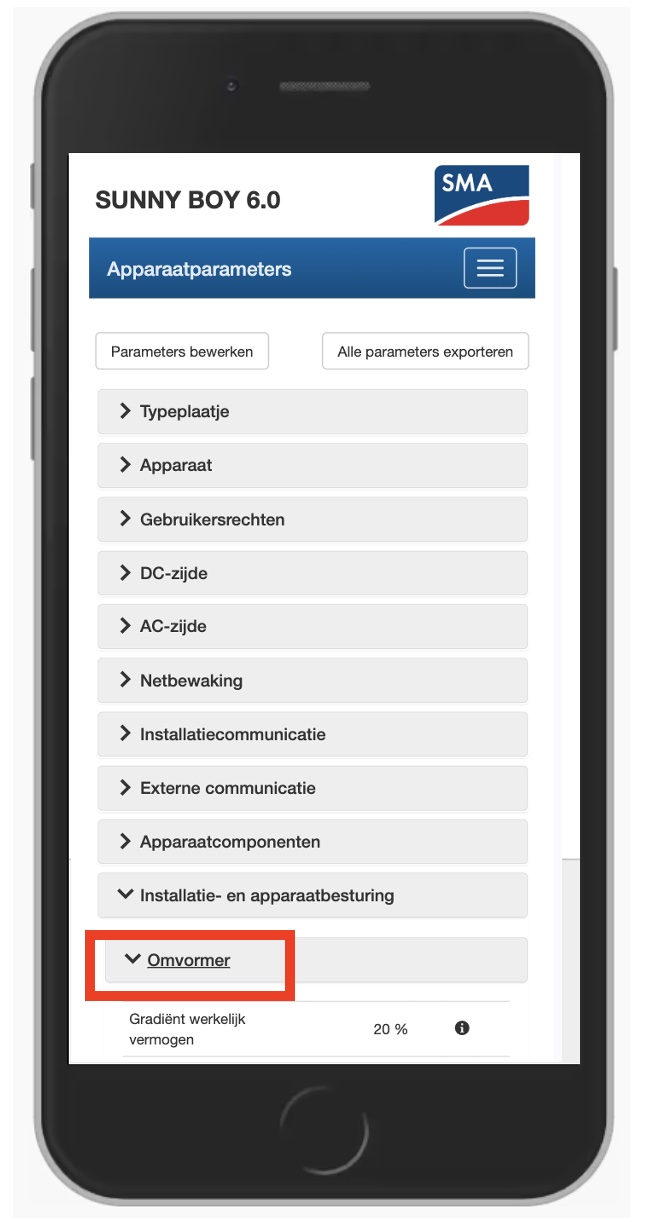 Klik op omvormer