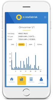 screenshot van de nieuwe Zonnefabriek app