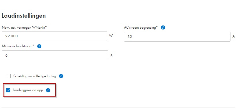 In de instellingen van de EV charger is er een vakje 'laadvrijgave via app': wanneer die is aangevinkt staat de laadpaal standaard 'op slot'