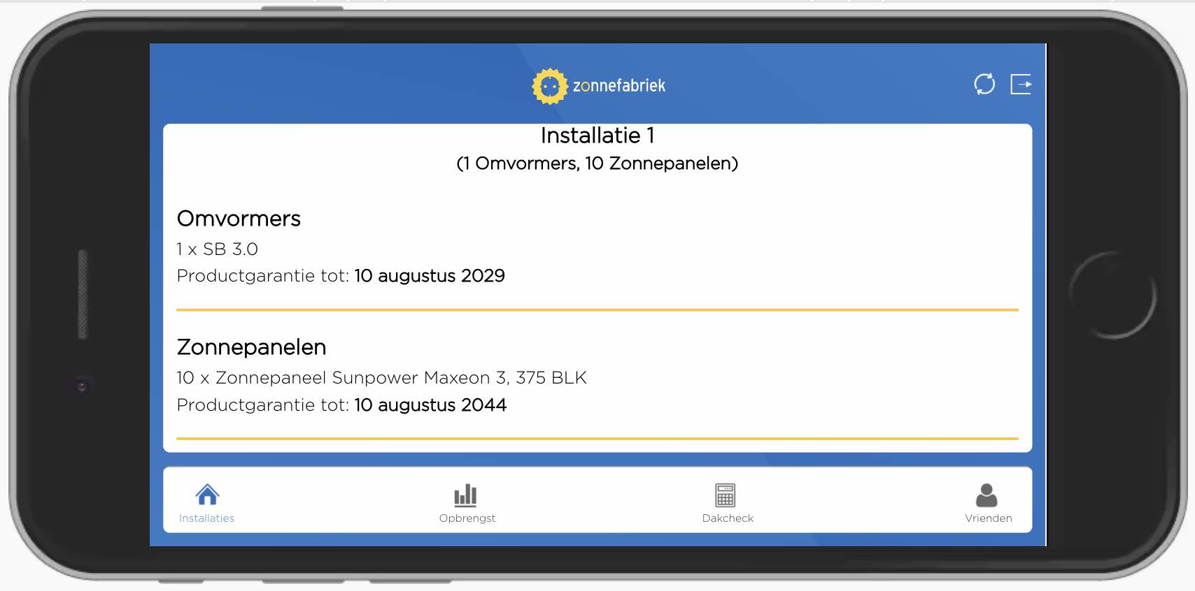 Informatie over de garanties op de producten vindt u onder 'Installaties'