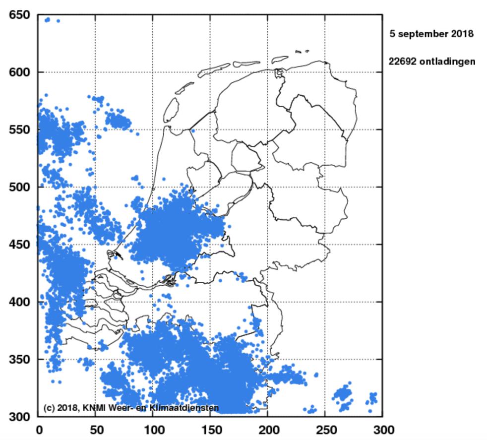 onweerkaart Nederland op 5 september 2018