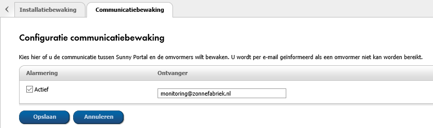Sunny Portal installatiebewaking configureren