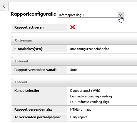 Sunny portal selecteer gebeurtenisrapport