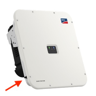 STP-X met pijl richting DC knop