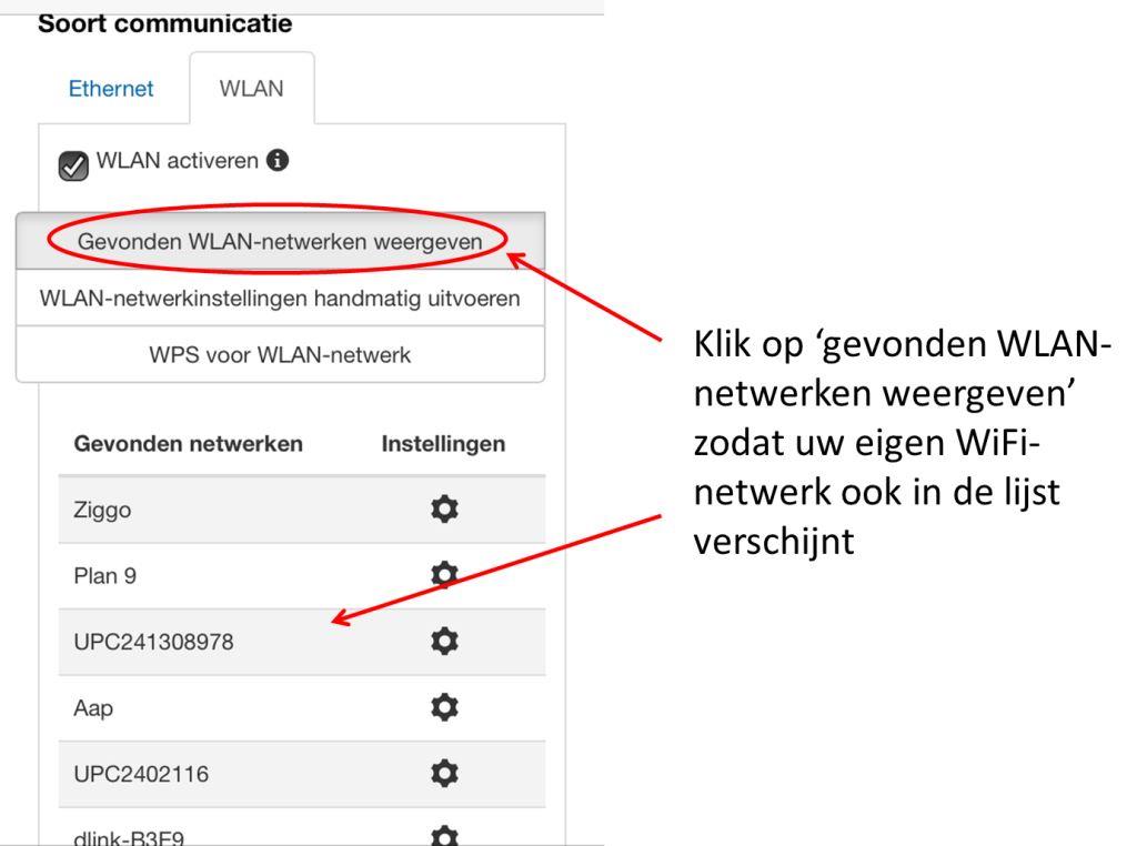 Gevonden netwerken weergeven
