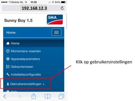 Klik op gebruikersinstellingen
