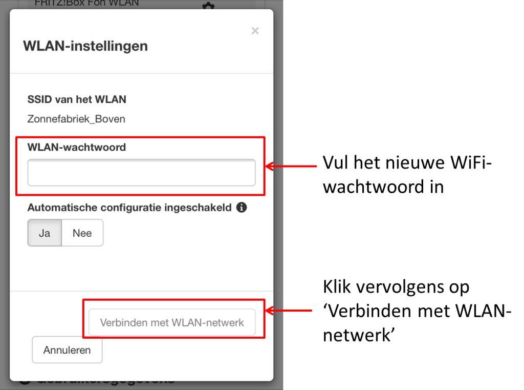 WiFi wachtwoord invullen